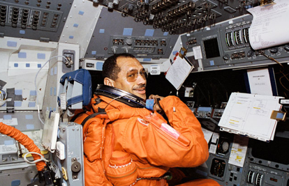 Bolden on flight deck